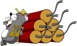 אנימציה של עכבר עם דינמיט
